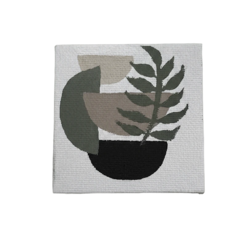 Mini Abstract Botanical Canvas Art 3in X 3 in