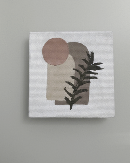 Mini Abstract Botanical Canvas Art 3in X 3in 