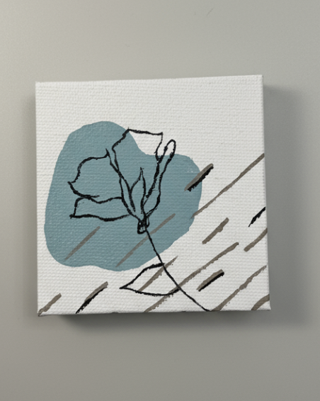 Mini Minimalist Line Art Flower Canvas 3in X 3in