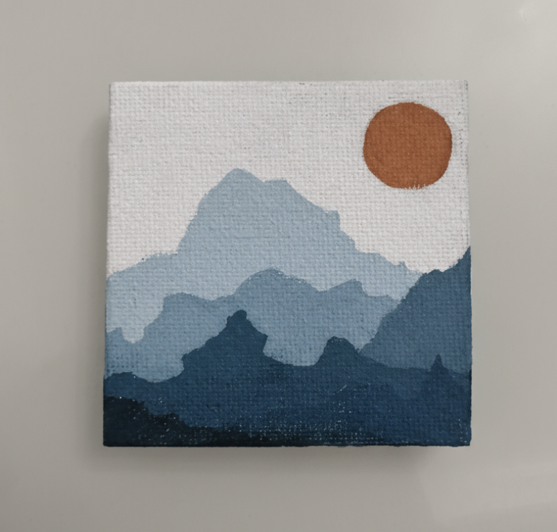 Mini Mountain Landscape Painting 3in X 3in