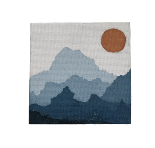 Mini Mountain Landscape Painting 3in X 3in