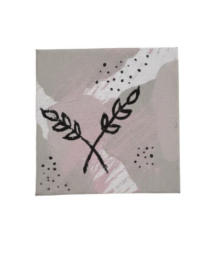 Mini Abstract Botanical Art 3in X 3in 