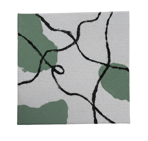 Mini Abstract Green and Black Canvas Art 3in X 3in