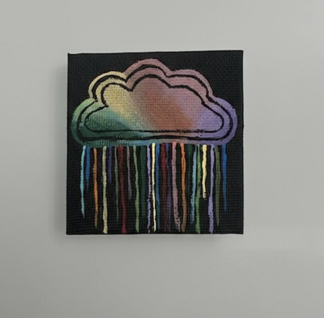 Mini Rainbow Cloud Canvas Art 3in X 3in
