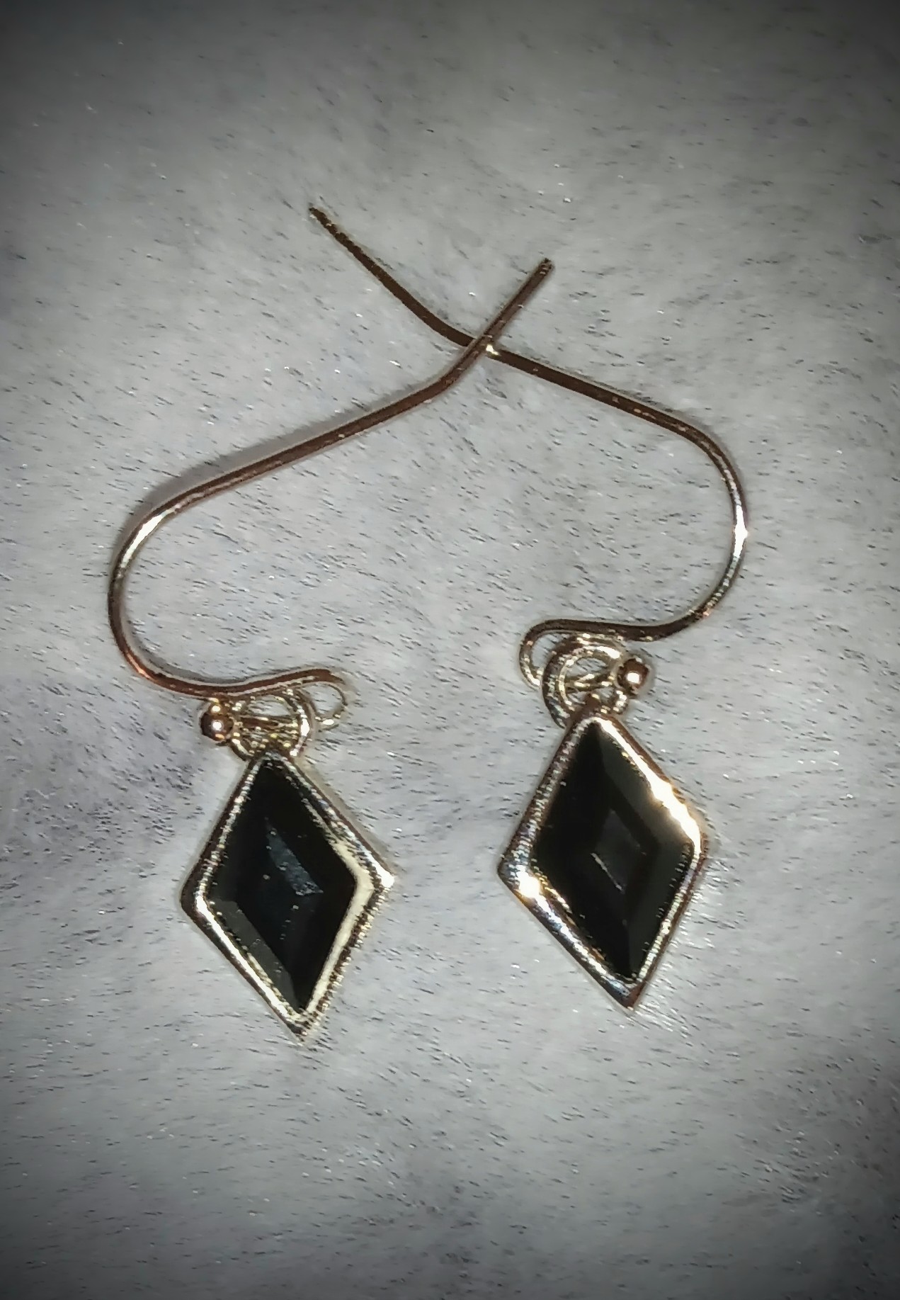 Black Diamond-Shaped Swarovski Earrings