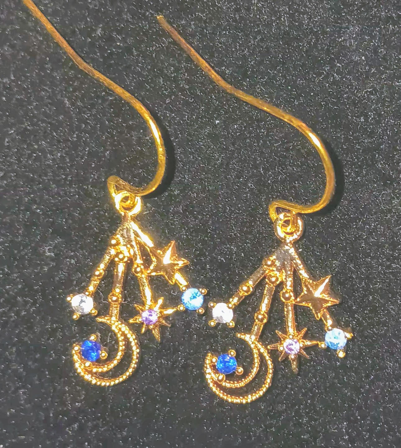 Gold Star and Moon Earrings