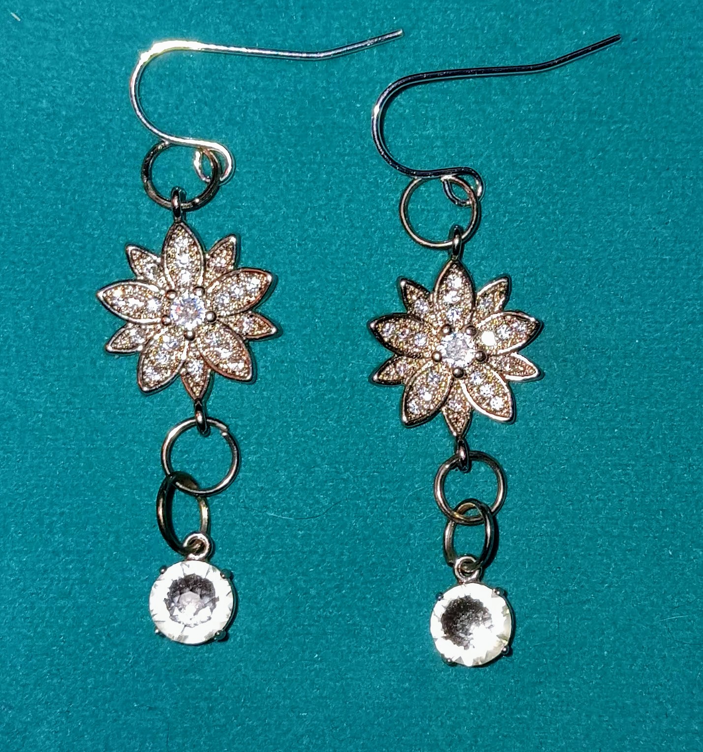 Elegant Flower Drop micropave with Swarovski Earrings