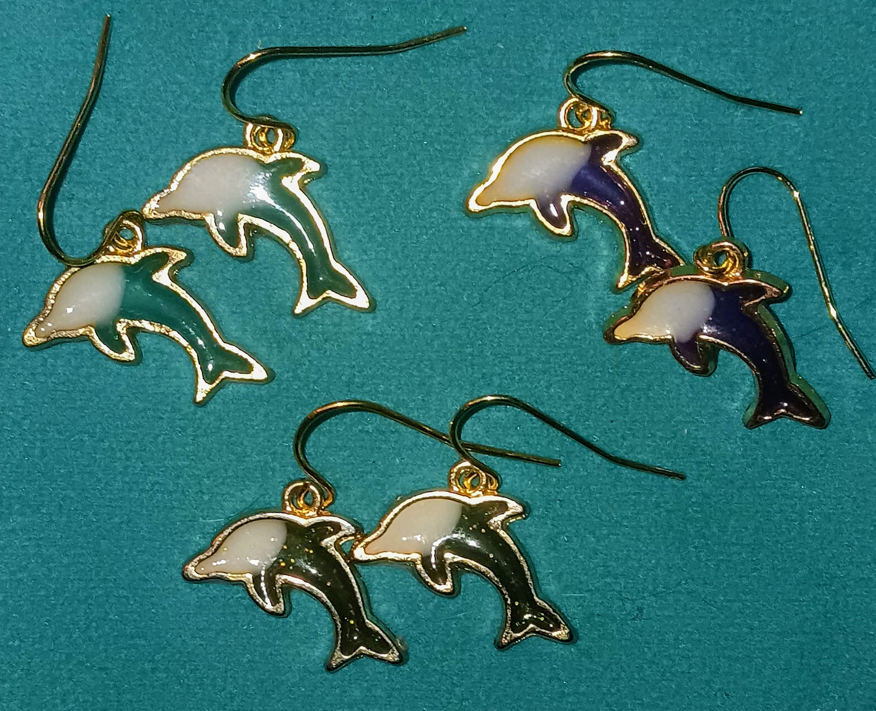 Dolphin Earrings on 18K gold plated hooks