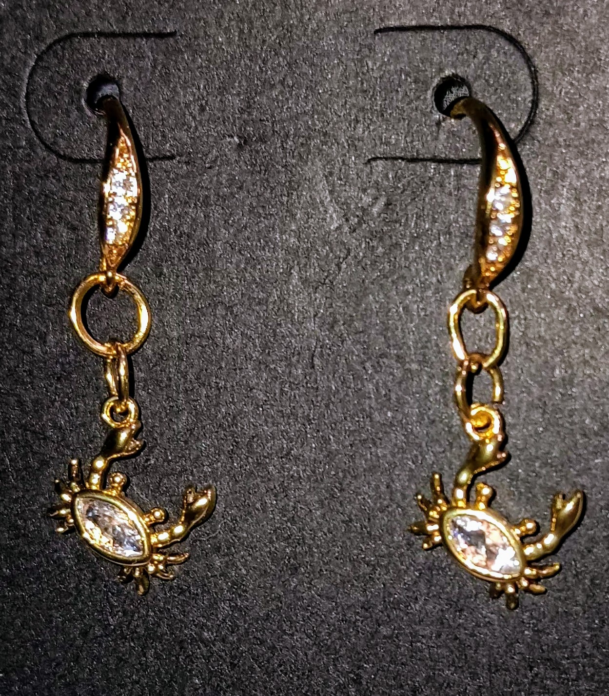 Gold Crab Earrings micropave 