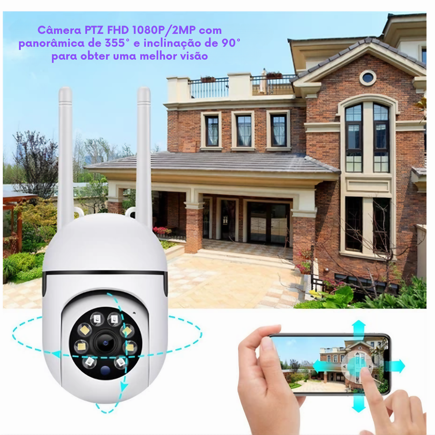 Câmera de Segurança PTZ Wi-Fi Full HD