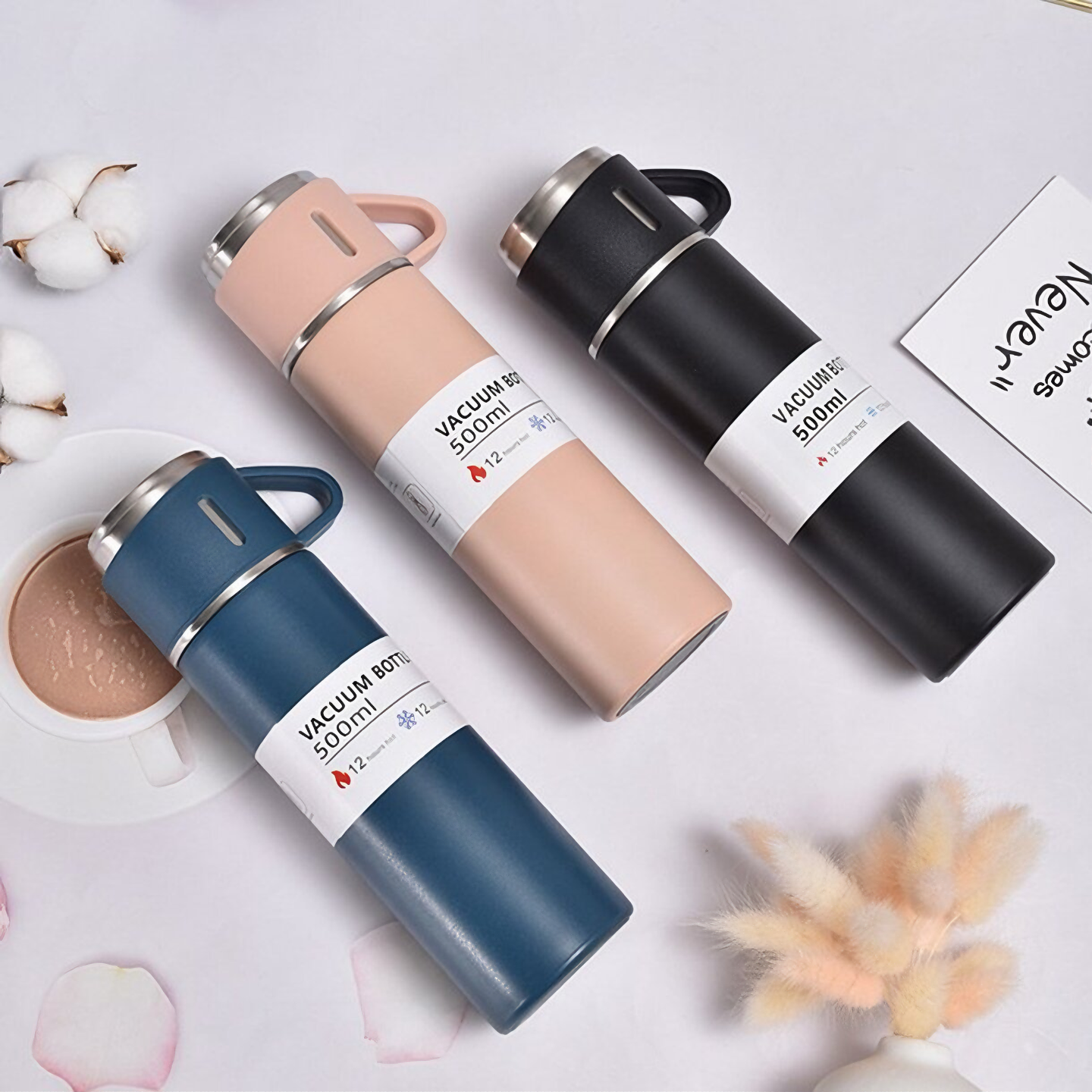 Kit Garrafa Térmica Inox 500ml