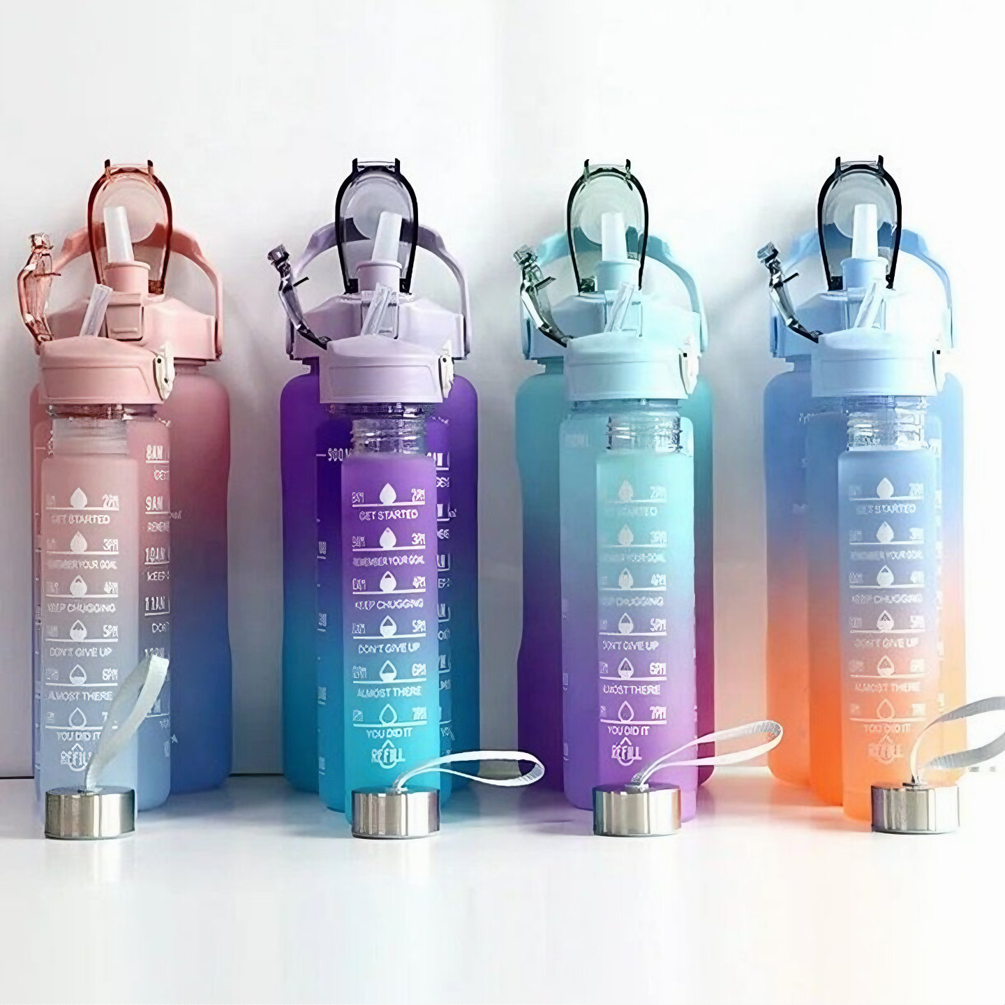 Kit Garrafa Colorida Motivacional Squeeze