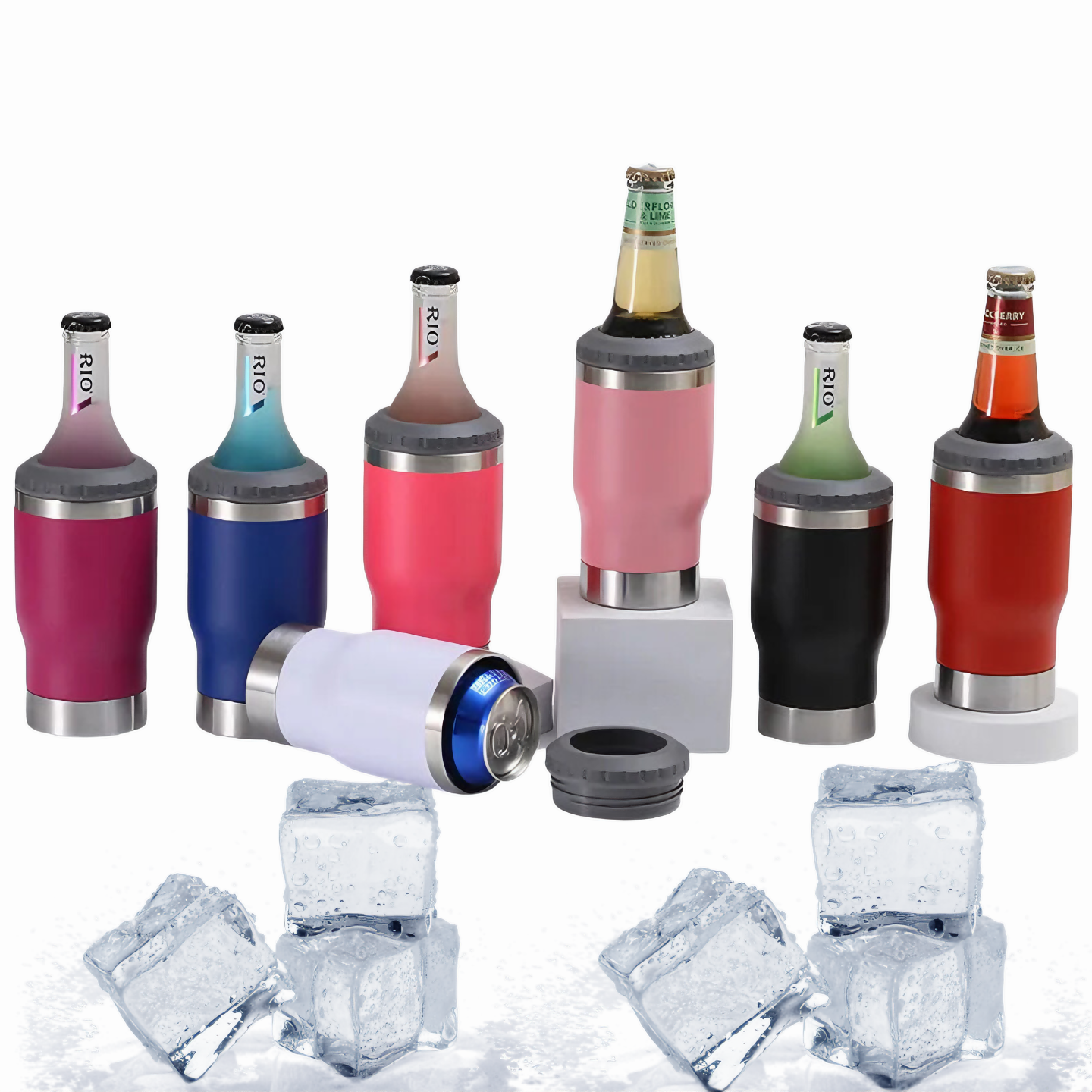 Copo Térmico Porta Long Neck Lata Isolamento a Vácuo Inox 2 em 1 