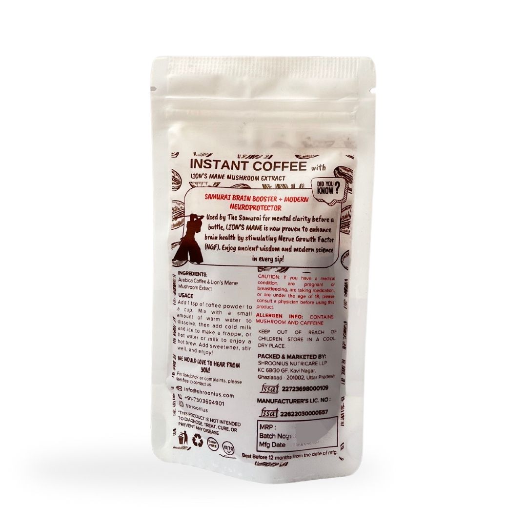 Instant Coffee with Lion’s Mane Mushroom Extract, 40g