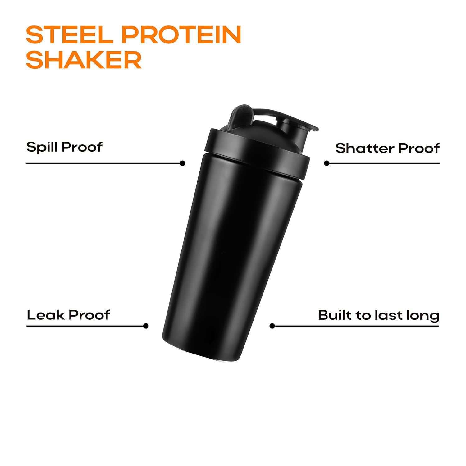 Botlix Premium Black Steel Shaker