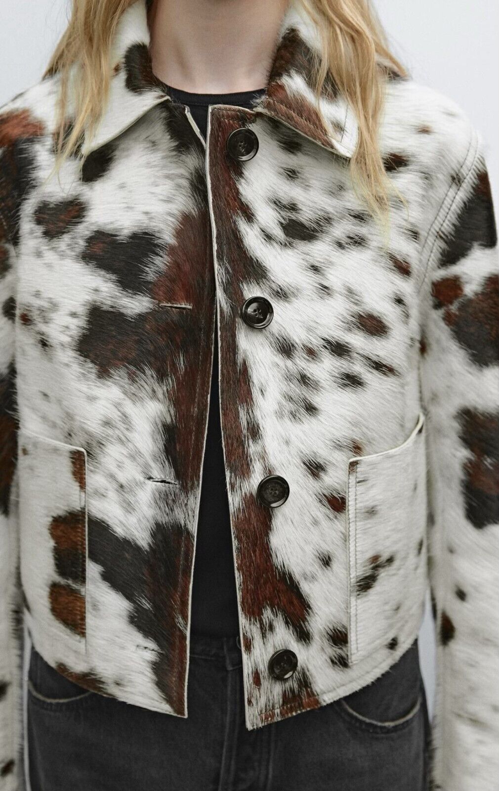 Women's Real Cow Skin Hair Jacket – Western Style Cowhide Leather Coat