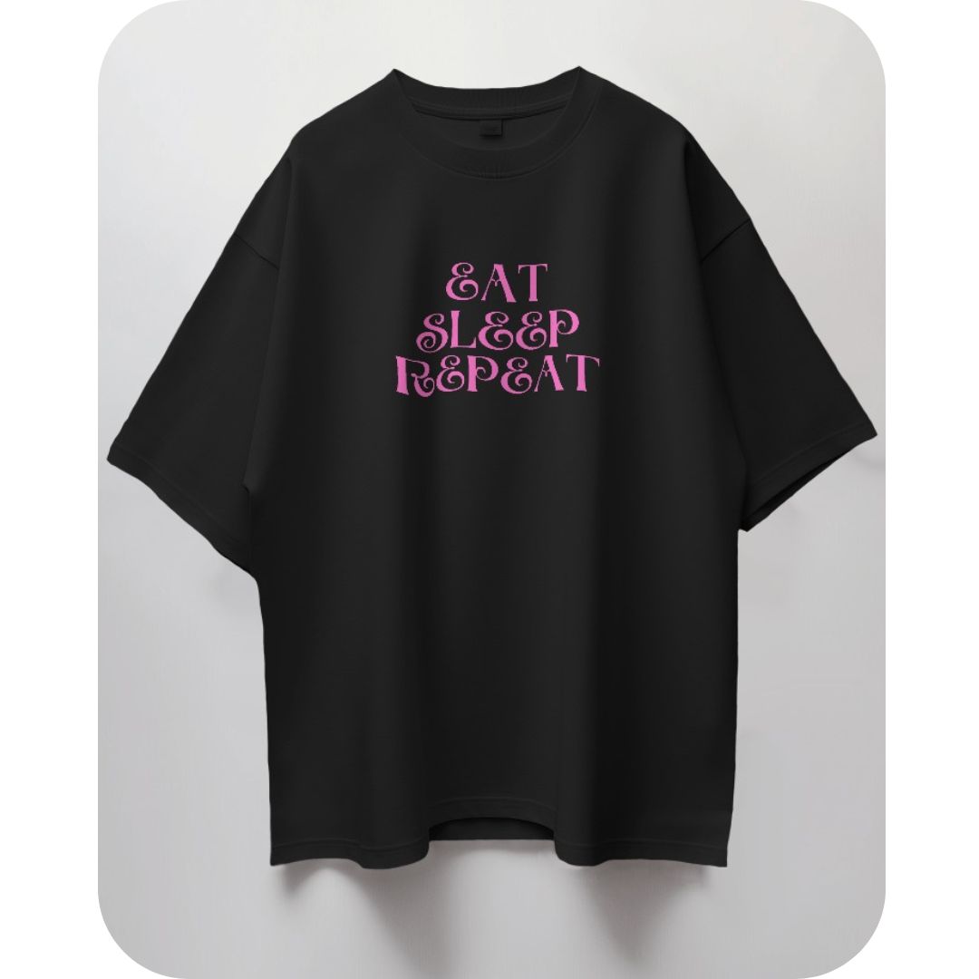 EAT|SLEEP|REPEAT| Black Graphic T-Shirt