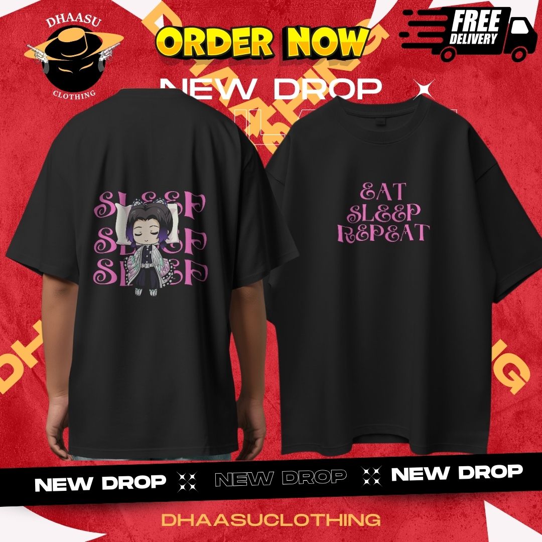 EAT|SLEEP|REPEAT| Black Graphic T-Shirt