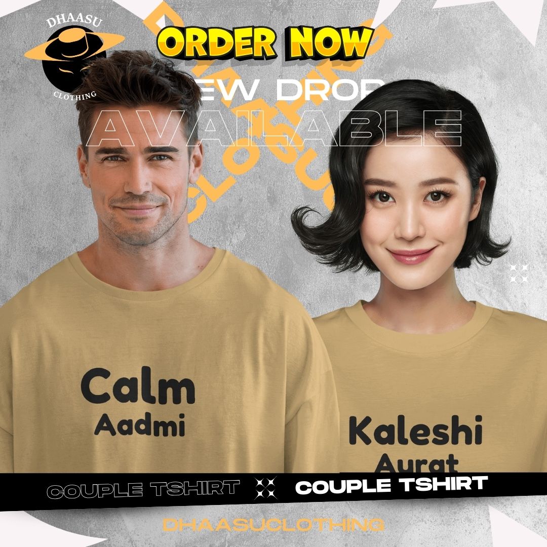 CALM AADMI, KALESHI AURAT | Couple T shirts | Trendy T shirts for Couples