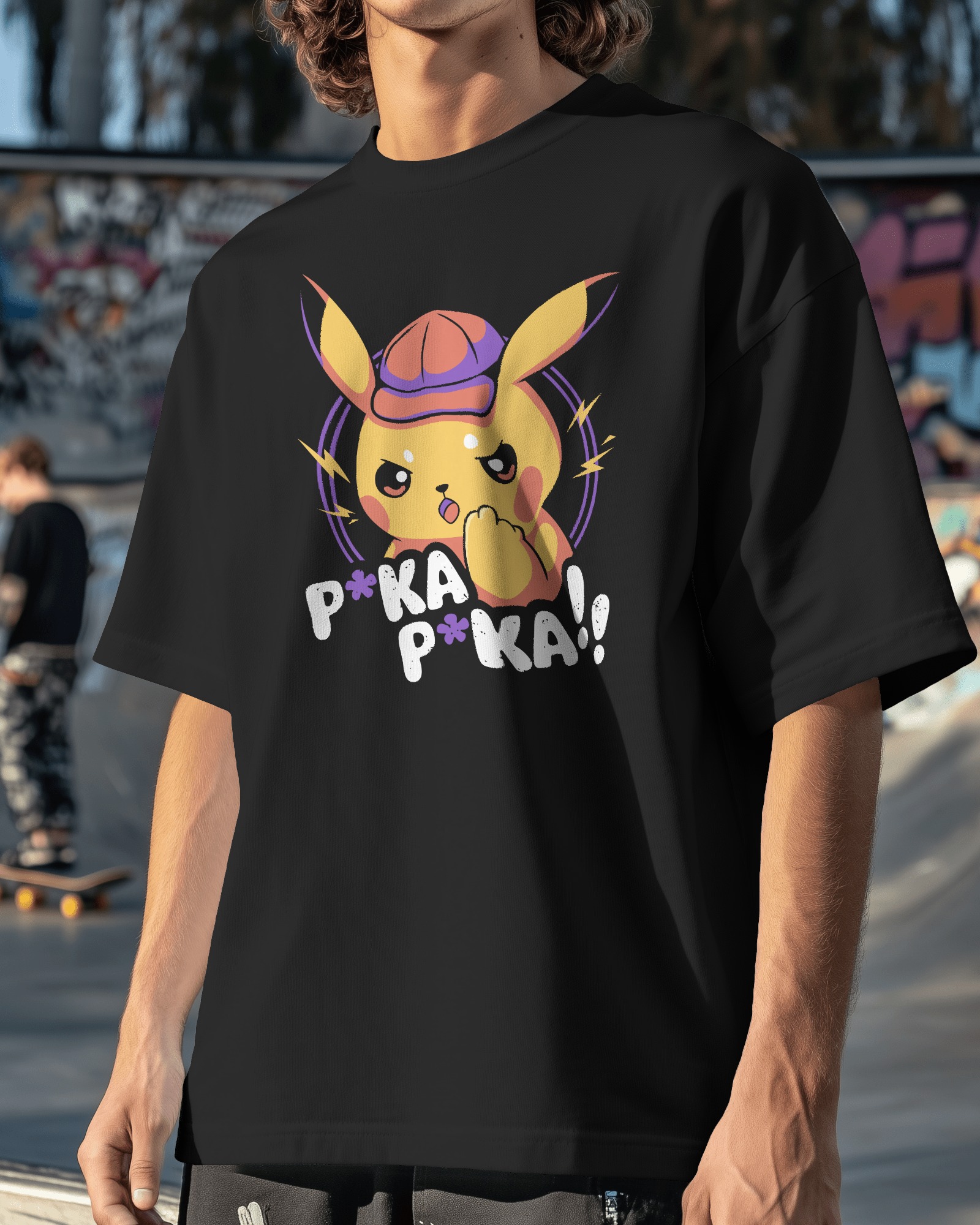 Pika-Pika Anime T-Shirt | Graphic Oversized T-Shirt