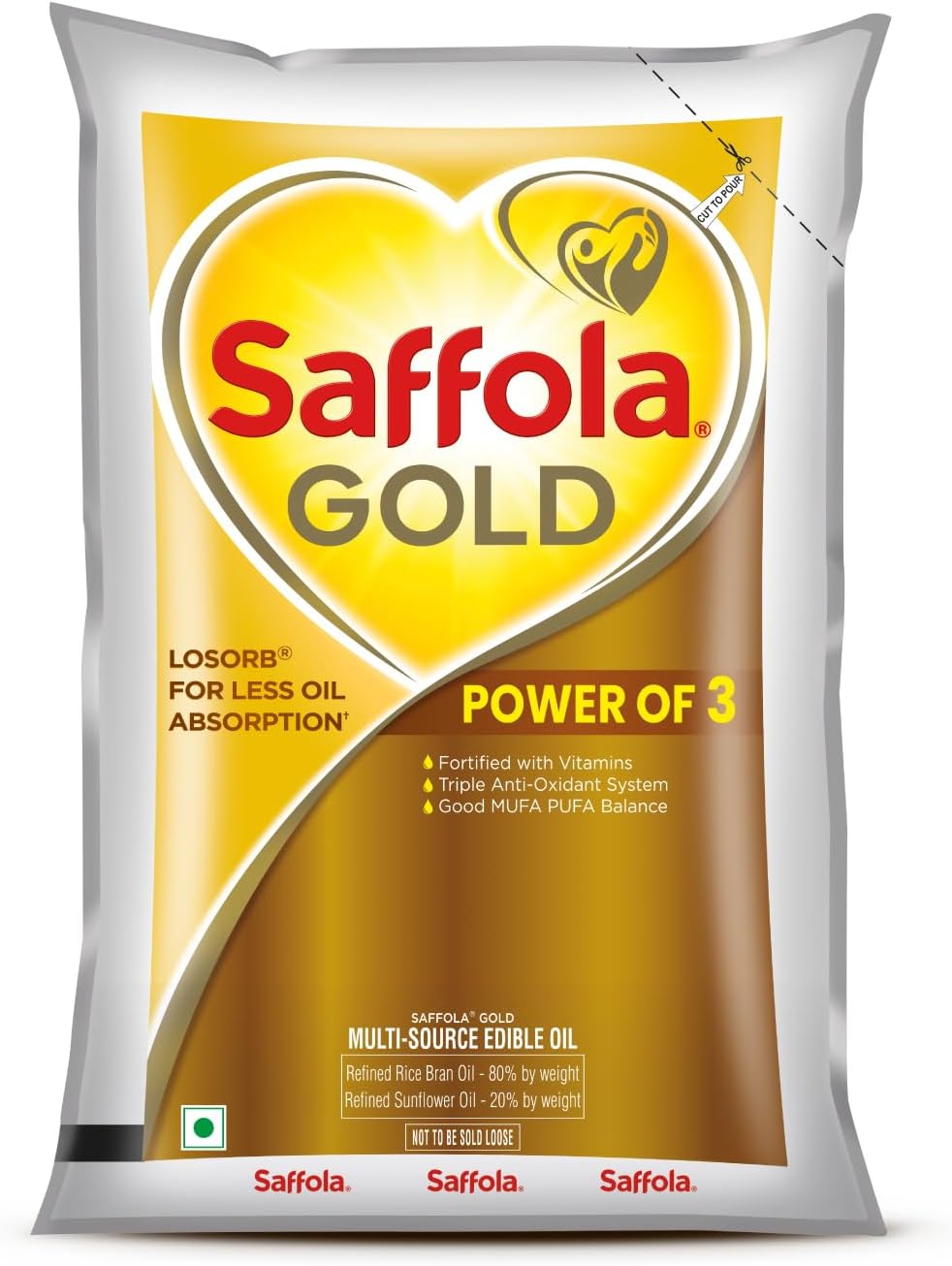 Saffola Gold Power of 3 Refined Cooking Oil