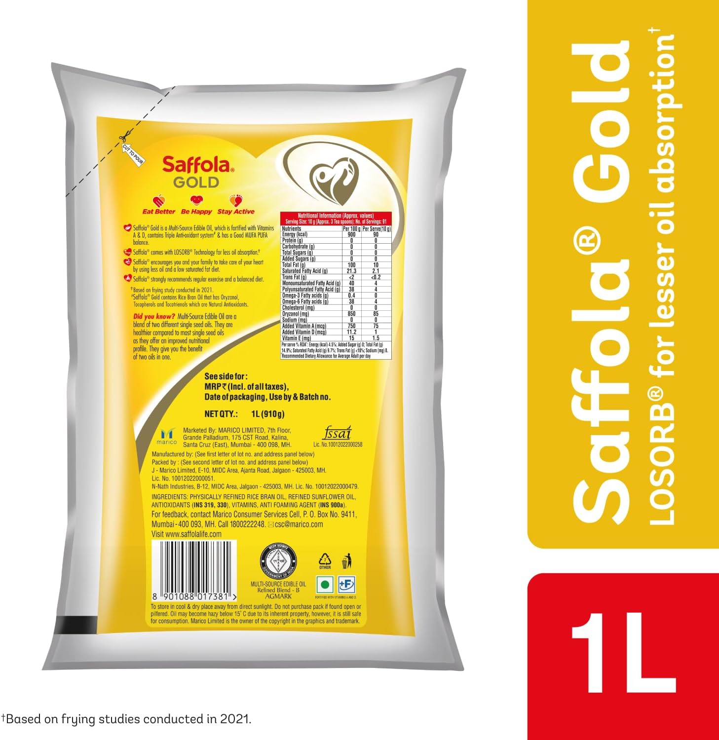 Saffola Gold  Power of 3 Refined Cooking Oil