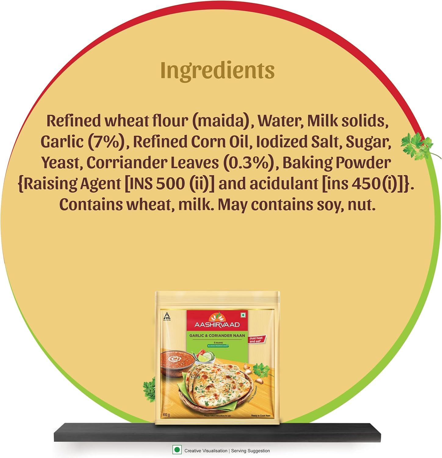 Aashirvaad Garlic & Coriander Naan (Heat and Eat) 