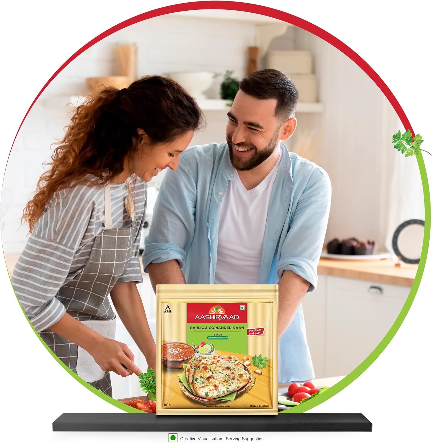 Aashirvaad Garlic & Coriander Naan (Heat and Eat) 