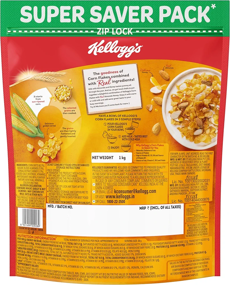 Kellogg's Real Almond Heavy Corn Flakes