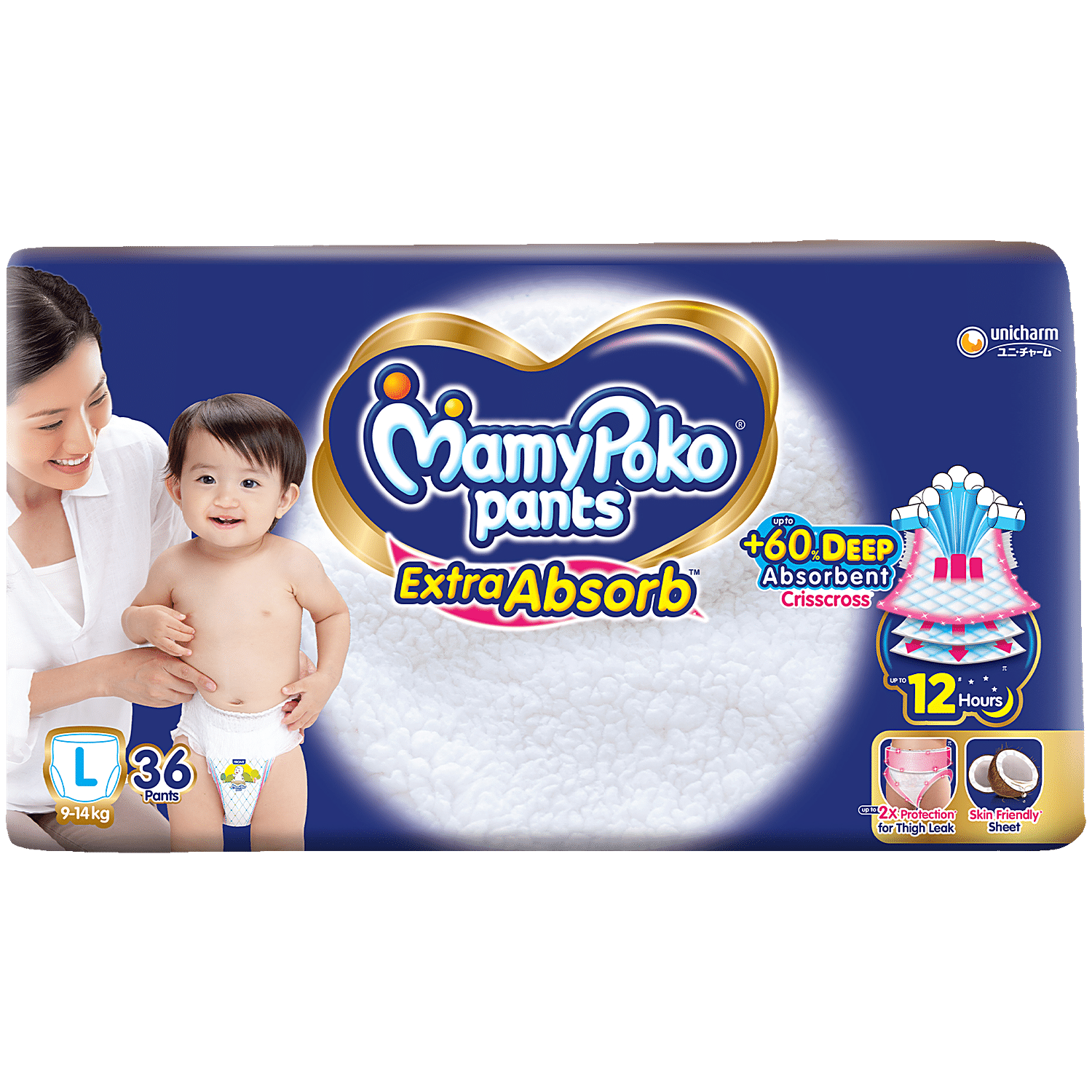 MamyPoko Pants Extra Absorb Diapers ( L, 9-14 kg) 