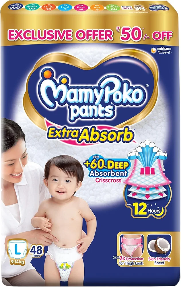 MamyPoko Pants Extra Absorb Diapers ( L, 9-14 kg)