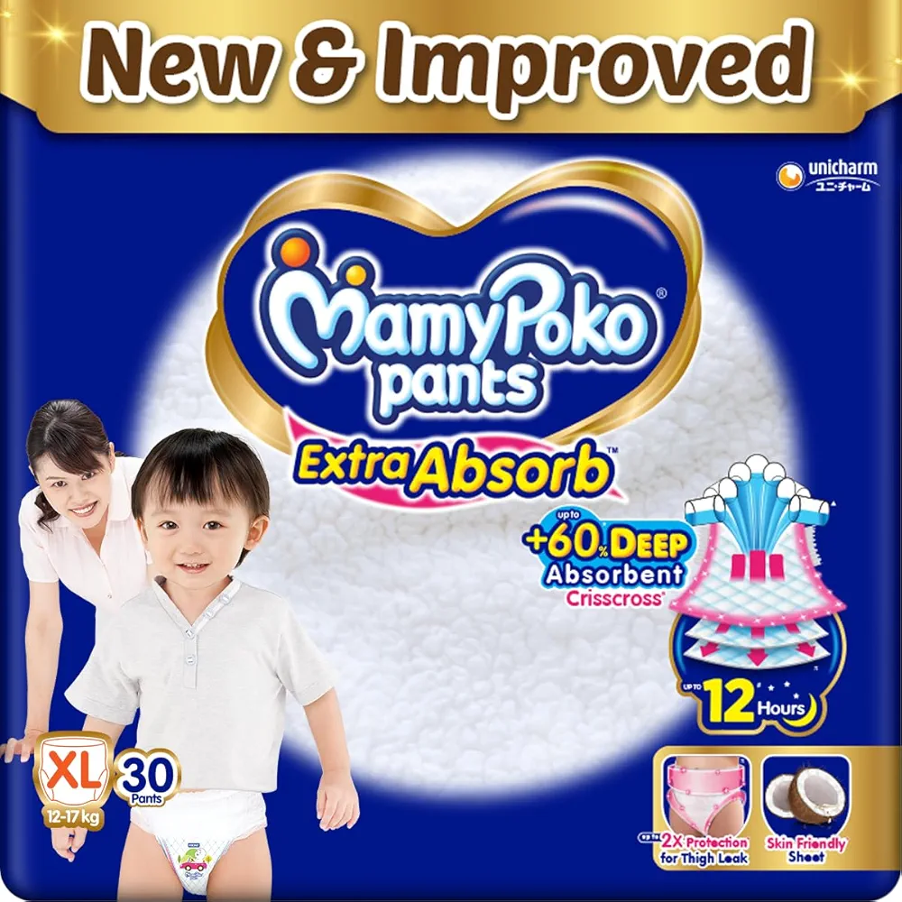 MamyPoko Pants Extra Absorb Diapers XL, (12-17 kg) 