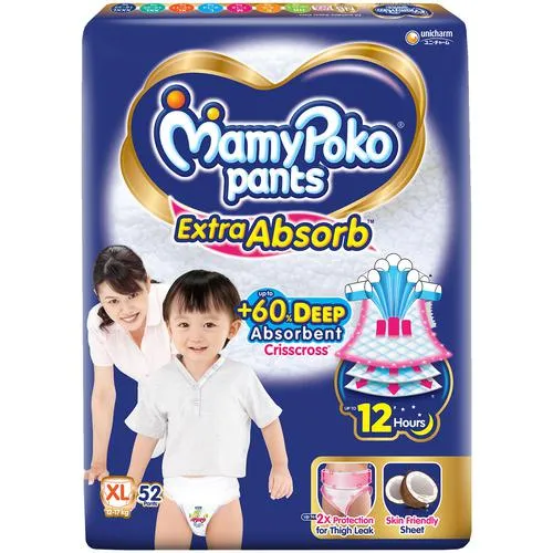 MamyPoko Pants Extra Absorb Diapers XL, (12-17 kg) 