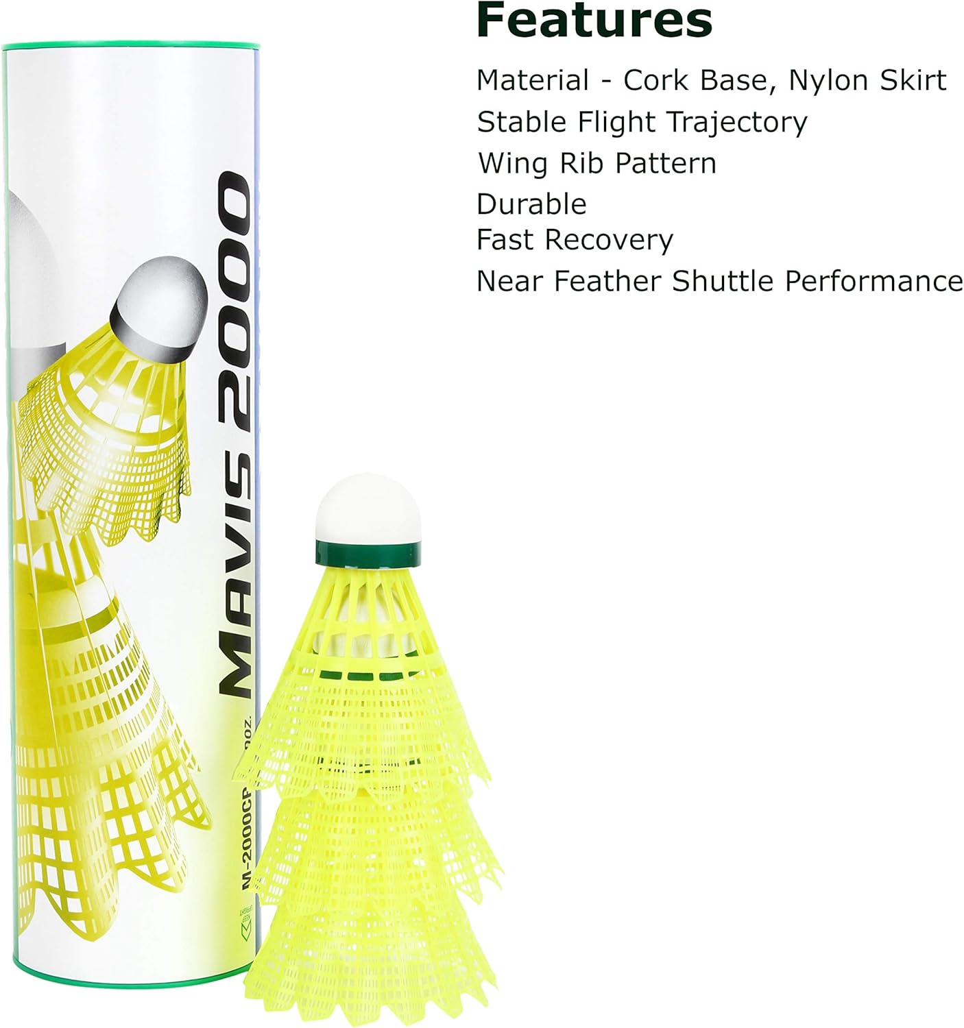 Yonex Mavis 2000 Green Cap Nylon Shuttlecock