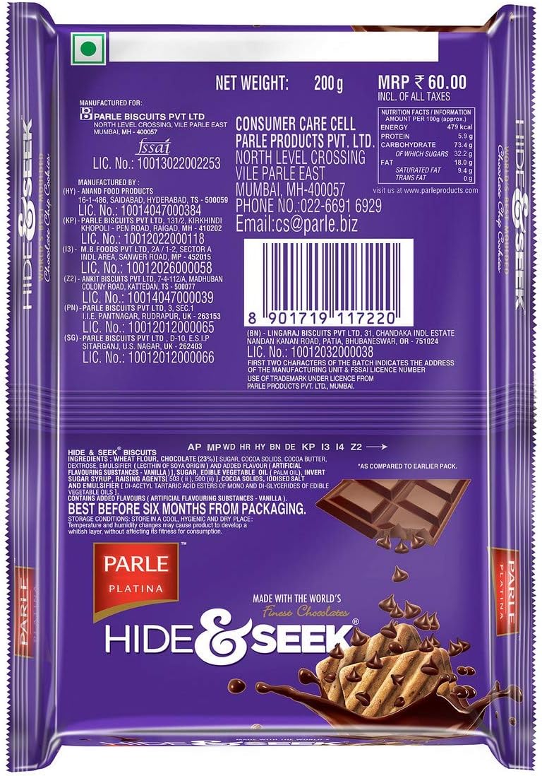 Hide and Seek Chocolate Chip Cookies, 200 g 