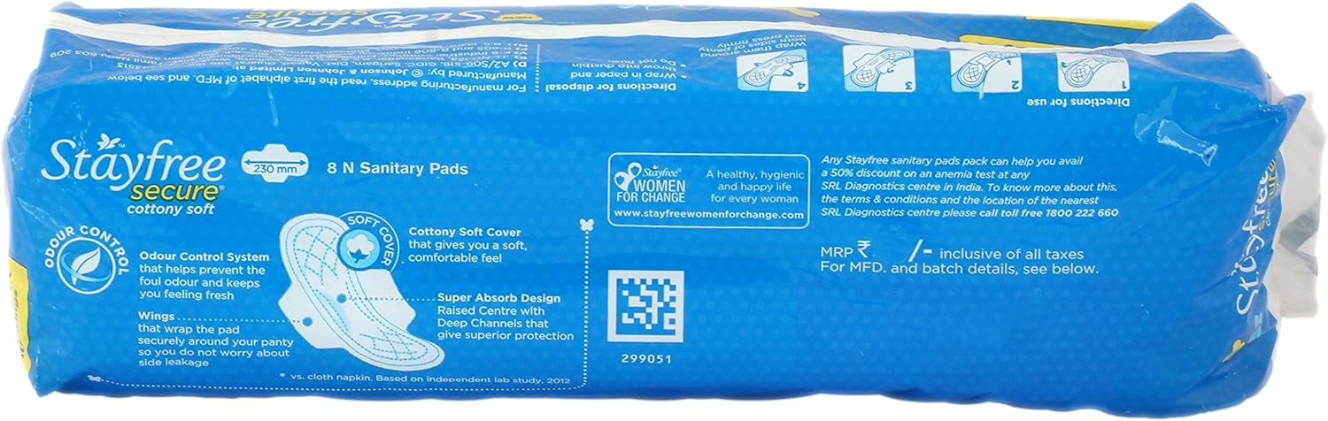 Stayfree Secure Cottony soft, regular with wings Pads