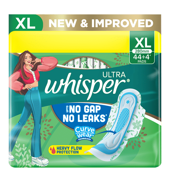 Whisper Ultra No gap no leaks XL Sanitary 44 Pads