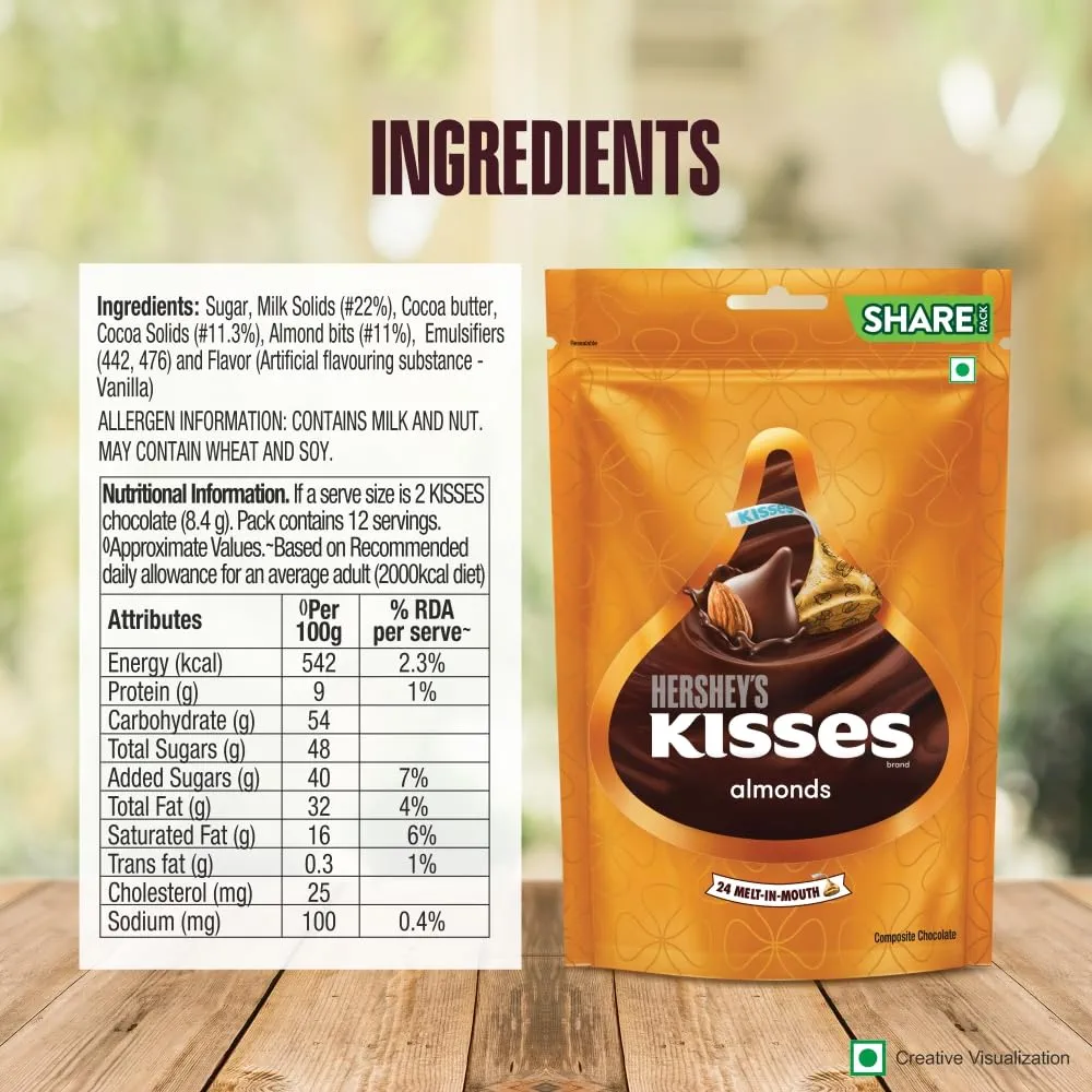 Hershey's Kisses Almonds Crunchy almond bits in milk chocolate 100 g