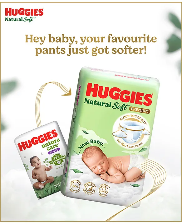 Huggies Natural Soft Premium Dipper, M (60 pieces) 