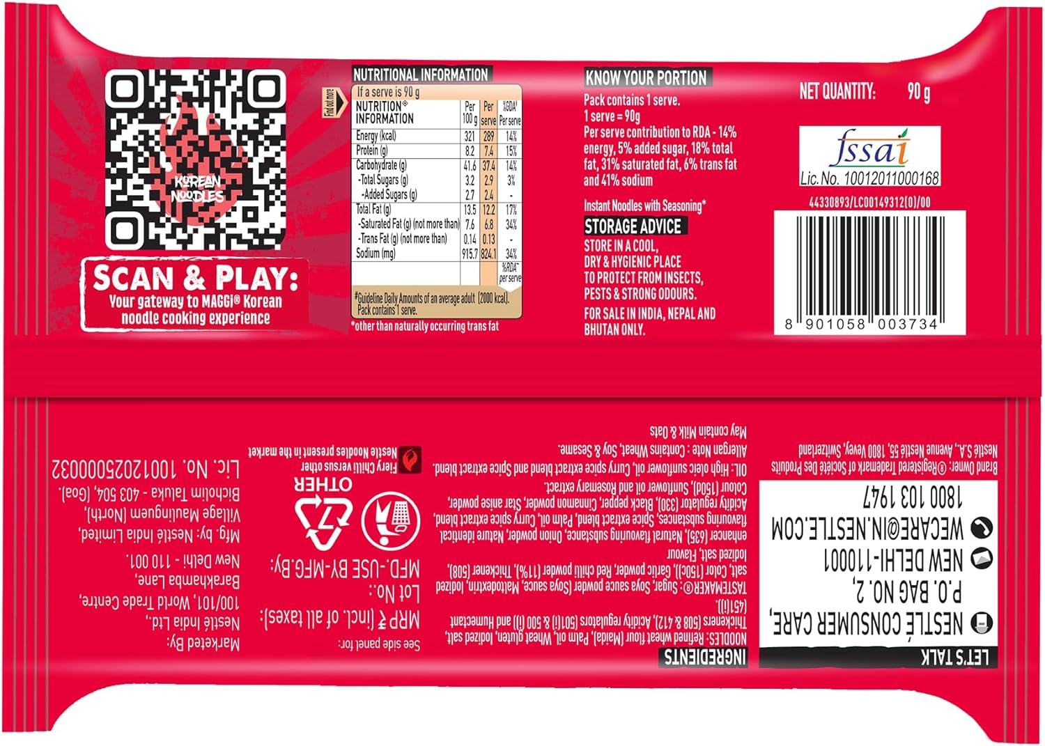 Maggi Korean BBQ Veg Noodles 90 gram