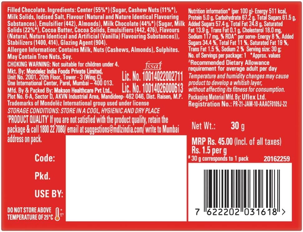 Cadbury Nutties Shaped Choclate 30 g