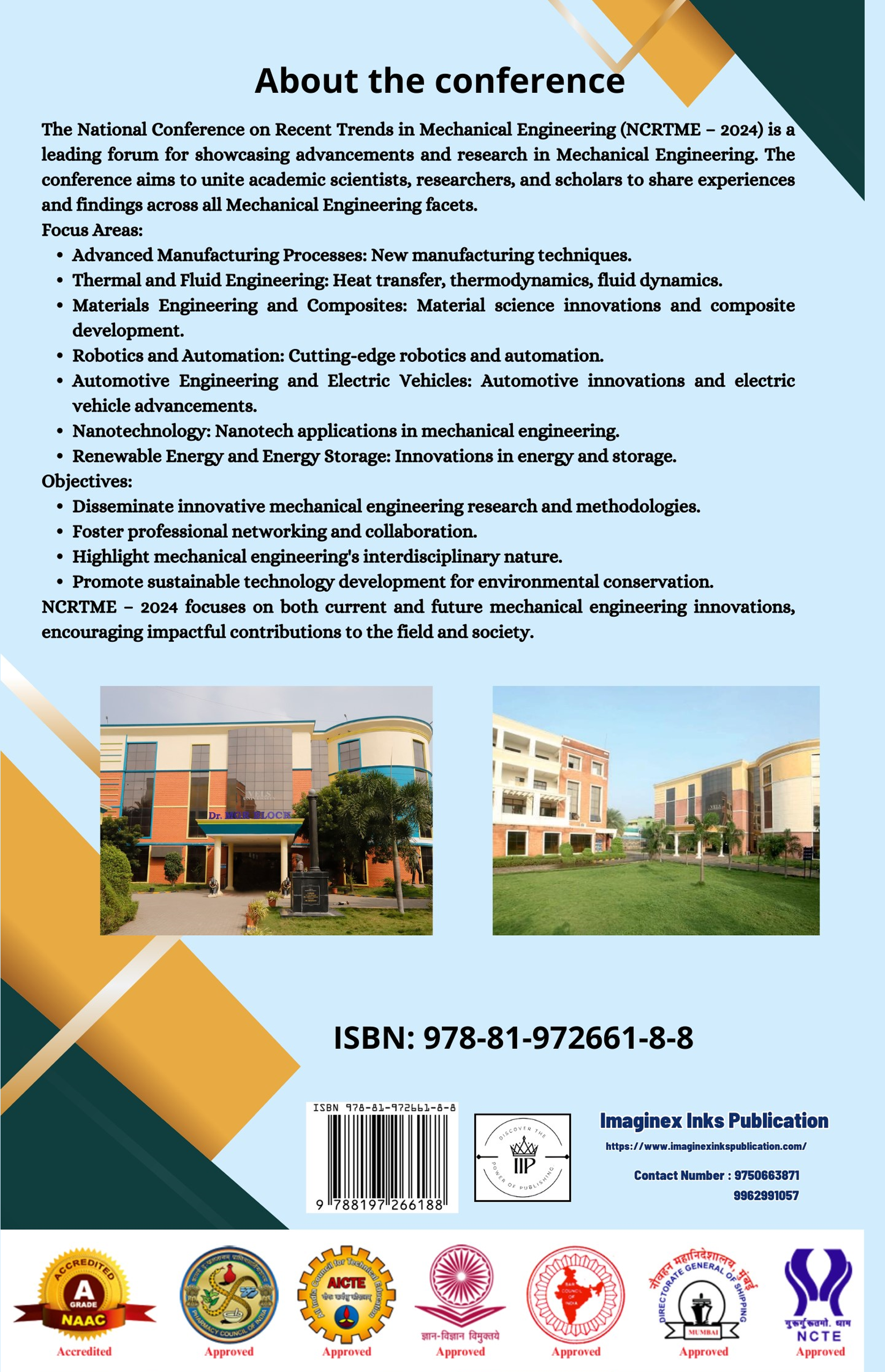 Proceedings of NCRTME Conference Book (National Conference on Recent Trends in Mechanical Engineering)