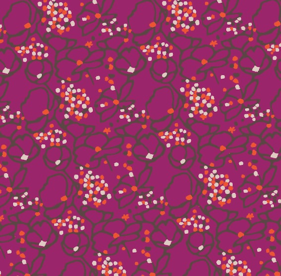 Foulard en voile de coton imprimé Hortensia rouge