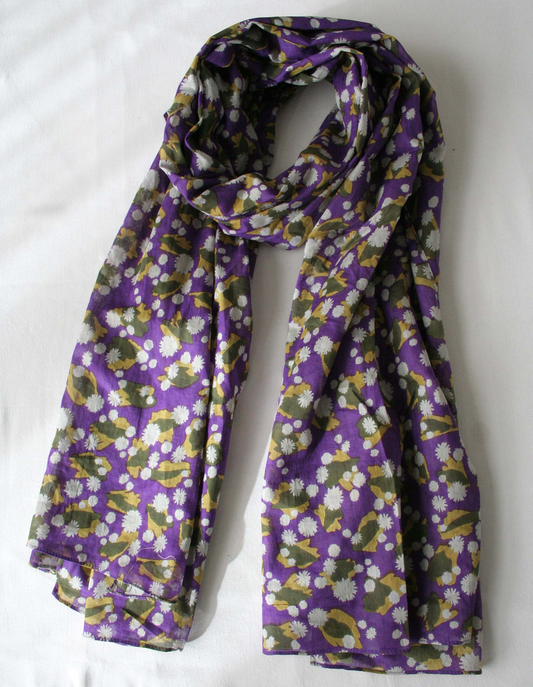 Foulard en voile de coton imprimé Daisy violet