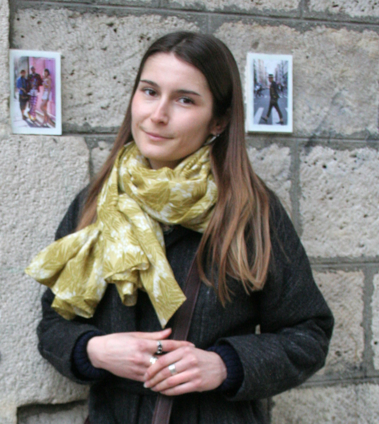 Foulard en voile de coton imprimé Palmes kaki