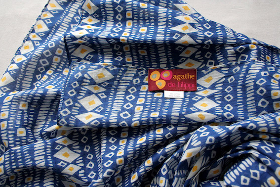 Foulard en voile de coton imprimé Cheyenne bleu