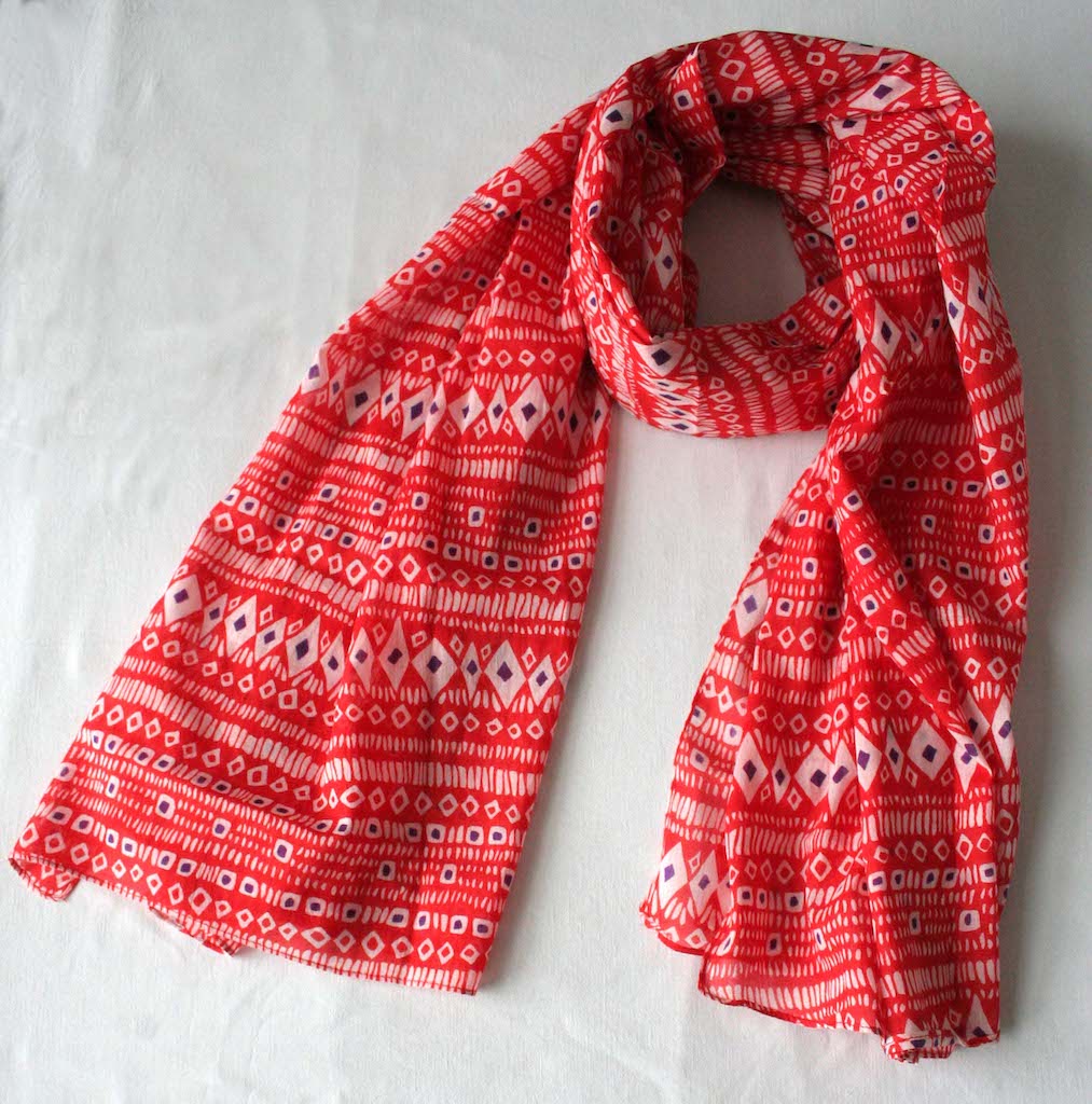 Foulard en voile de coton imprimé Cheyenne rouge