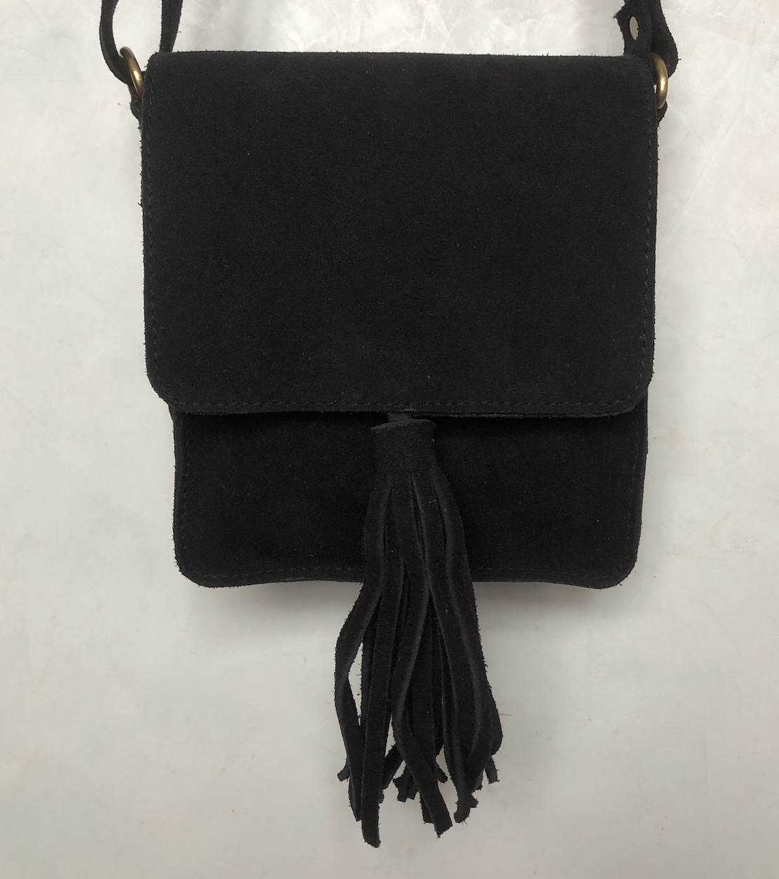 Sac bandoulière en cuir nubuck noir