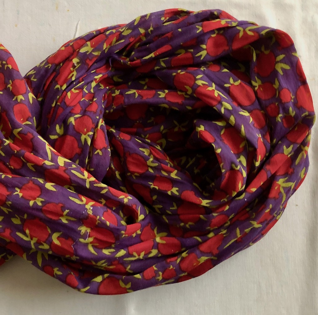Foulard en voile de coton imprimé Grenade - collaboration avec la boutique Rouge Grenade