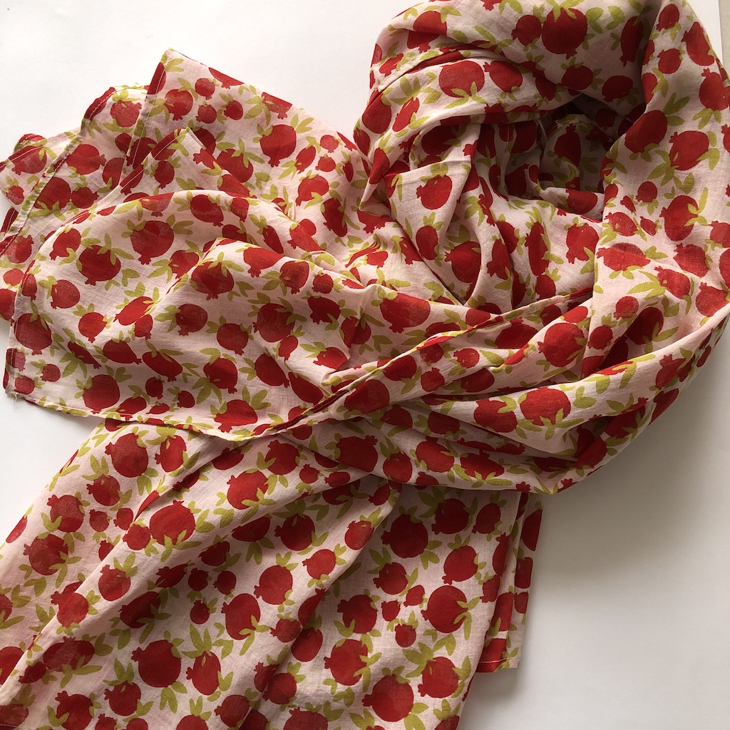 Foulard en voile de coton imprimé Grenade - collaboration avec la boutique Rouge Grenade